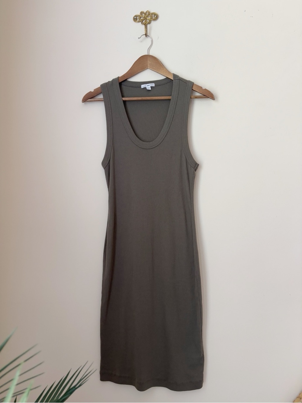 James Perse Knit Tank Dress Artillery Green Sz 2 Medium